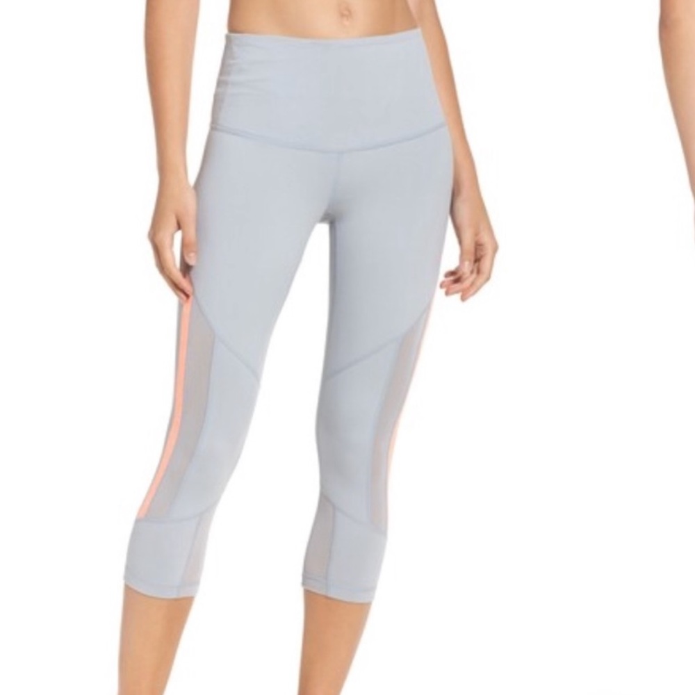 Zella Light Grey & Orange Capri Leggings